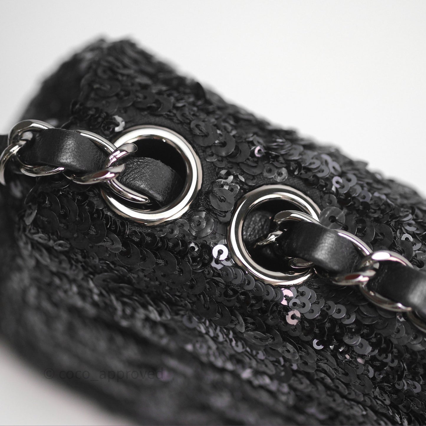 Chanel Mini Flap Bag Sequin Black/ Navy Gun Metal Hardware