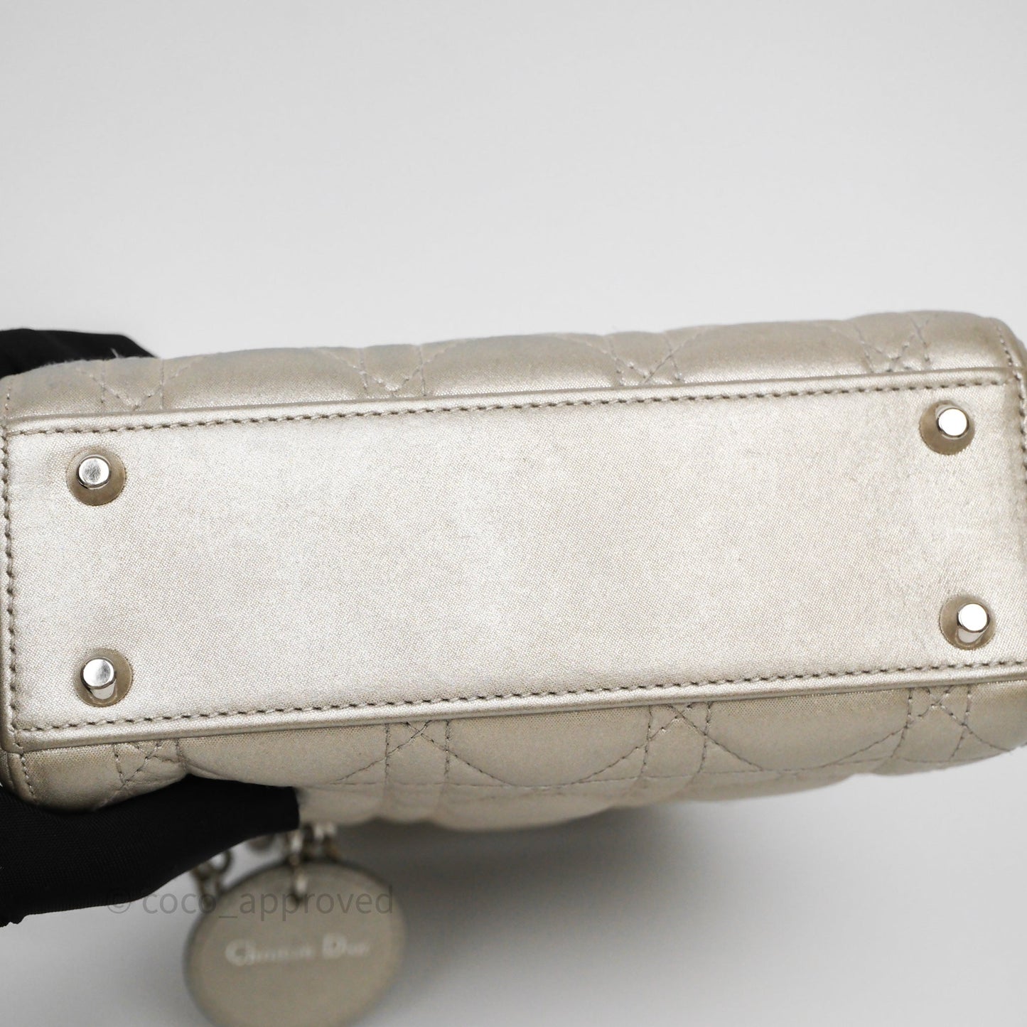Christian Dior Mini Lady Dior Metallic Silver Nubuck Silver Hardware