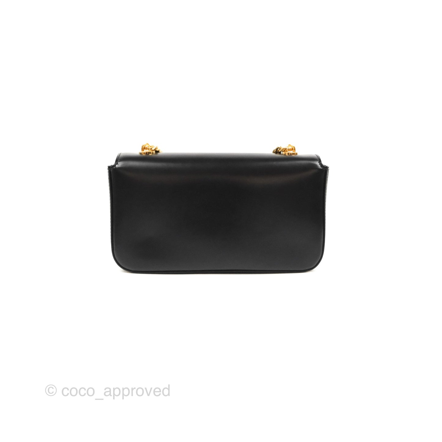 Celine Triomphe Chain Shoulder Bag Black Shiny Calfskin