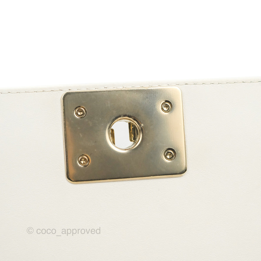 Chanel Medium Boy Bag White Calfskin Gold Hardware