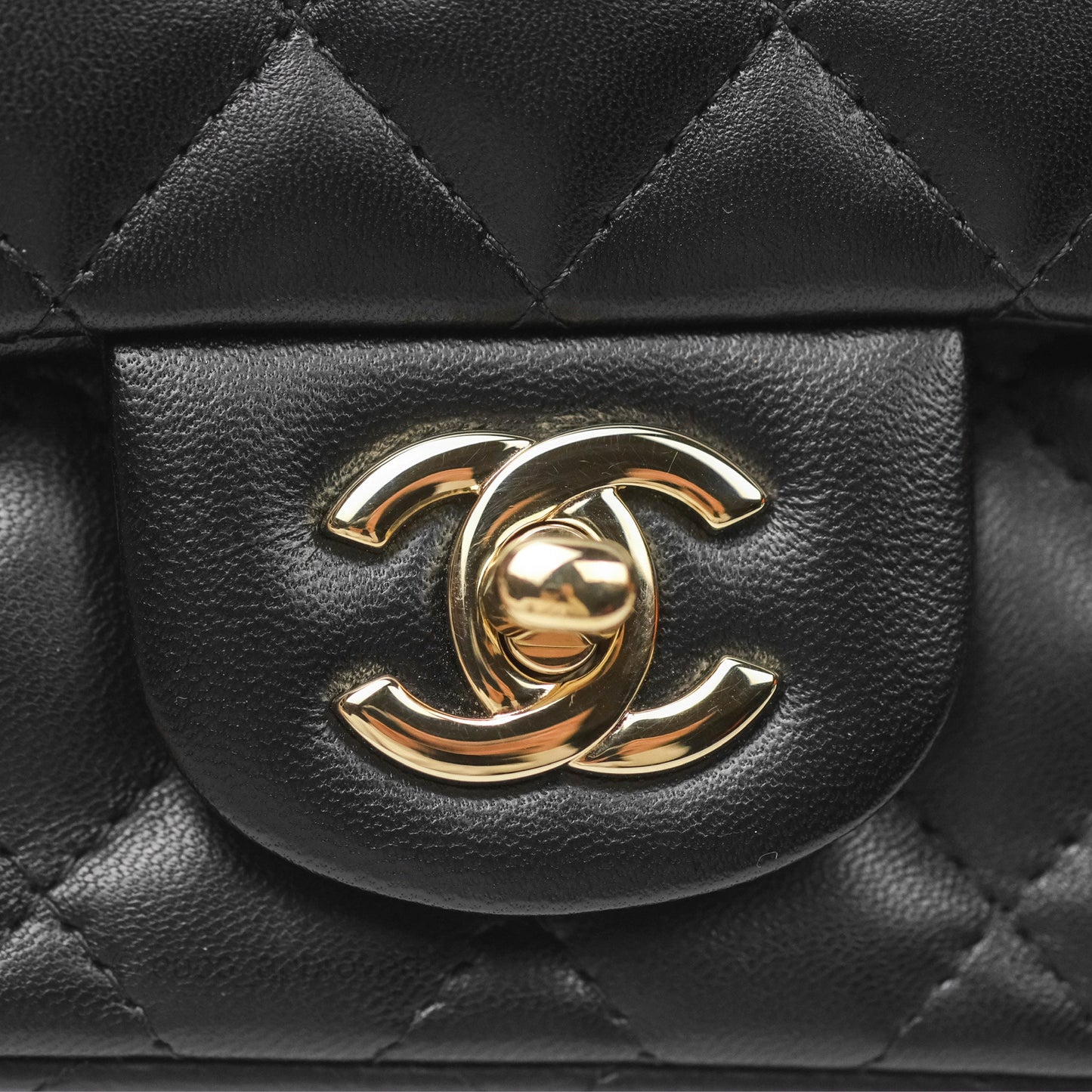 Chanel Mini Square Black Lambskin Gold Hardware