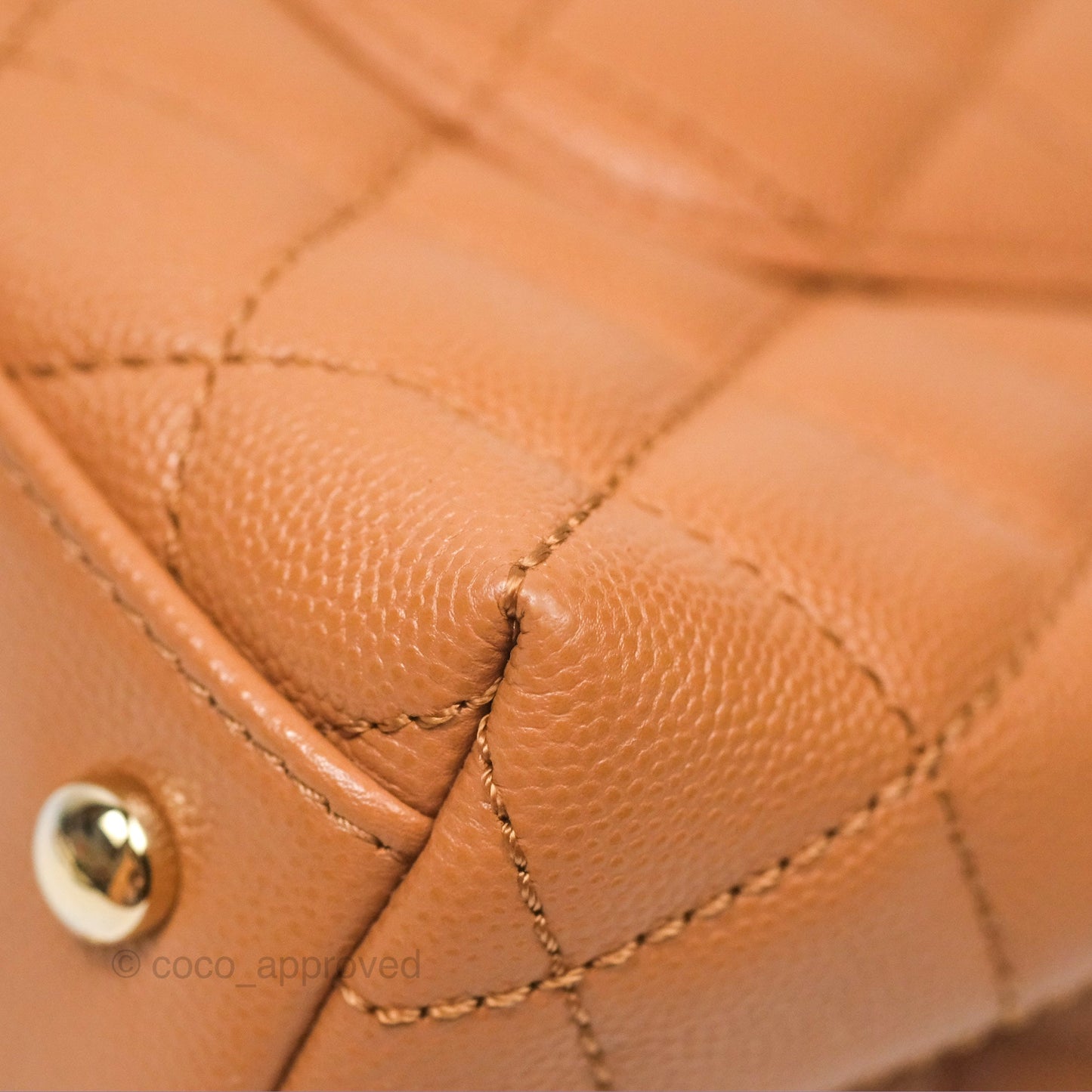 Chanel Small Coco Handle Quilted Dark Beige Caviar Gold Hardware