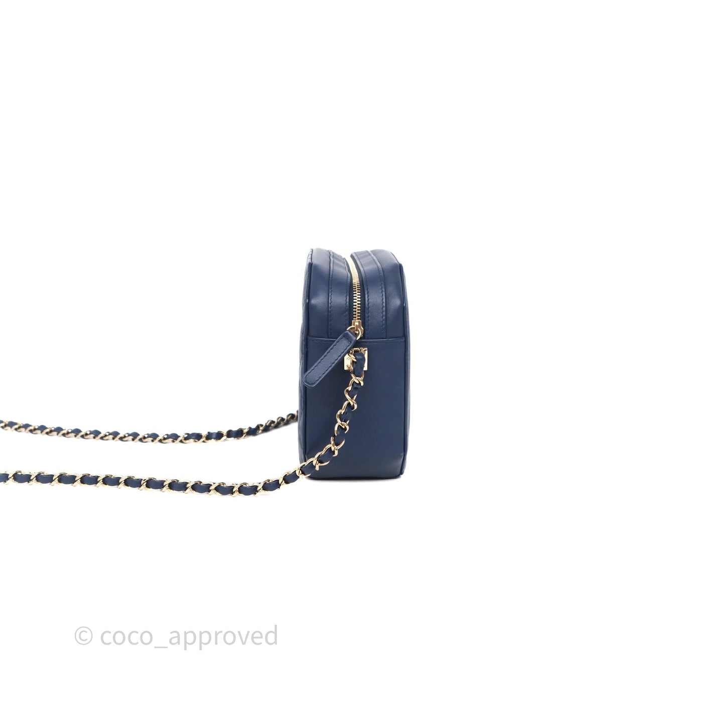 Chanel CC Octagon Camera Case Lambskin Navy Gold Hardware