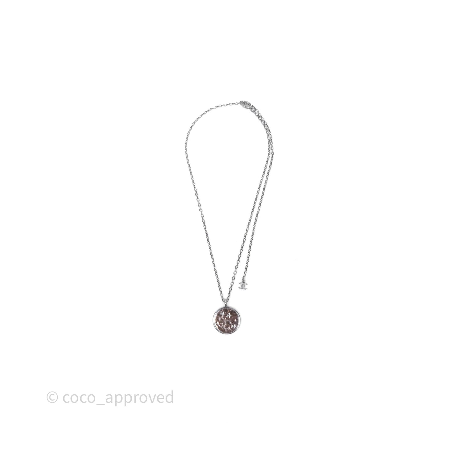 Chanel Round CC Star Coin Necklace Gun Metal 24K