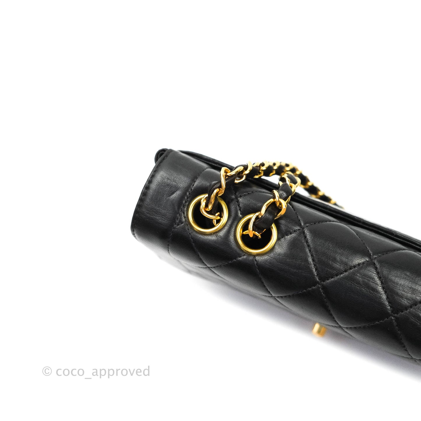 Chanel Vintage Small Flap Bag Black Lambskin 24K Gold Hardware