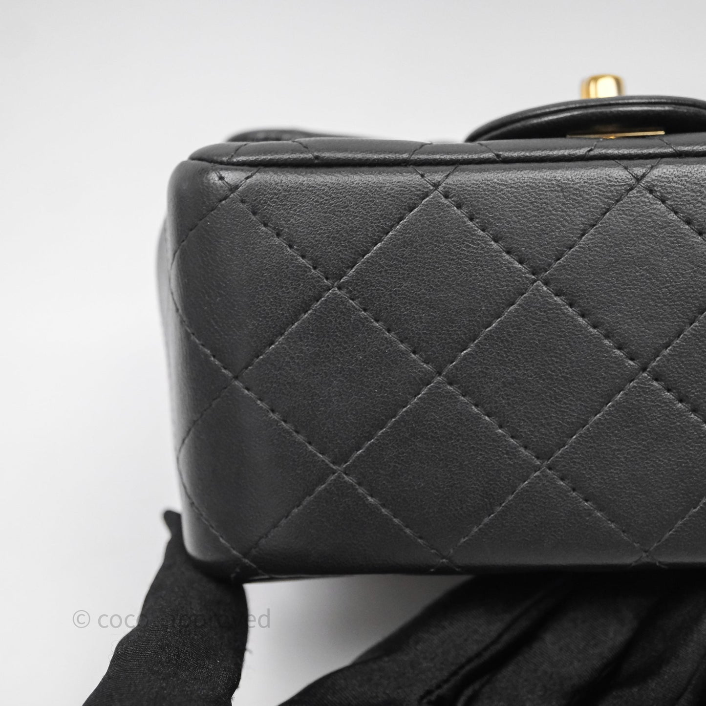 Chanel Mini Square Quilted Black Lambskin Gold Hardware
