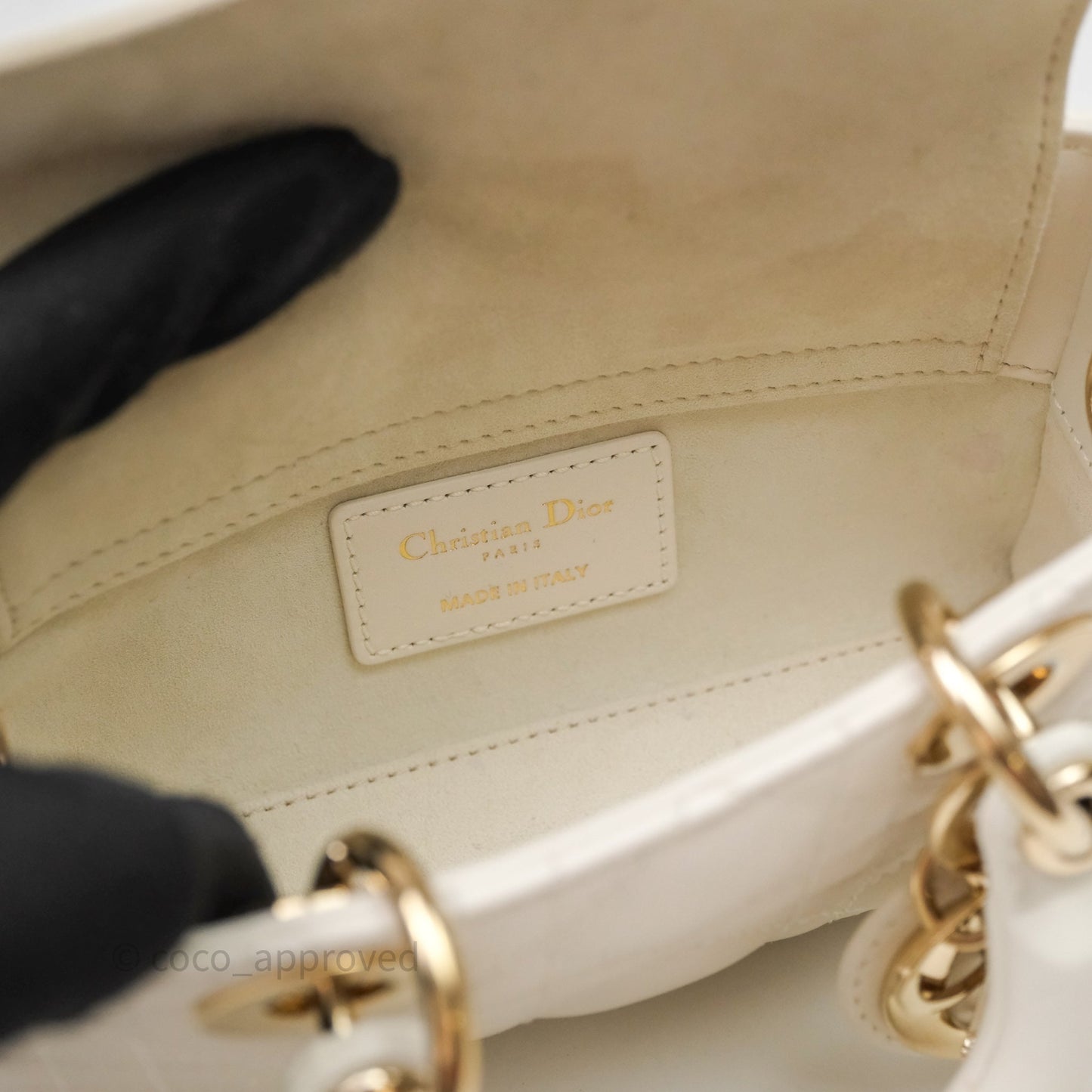 Christian Dior Micro Lady D-Joy Bag Latte Cannage Lambskin Gold Hardware