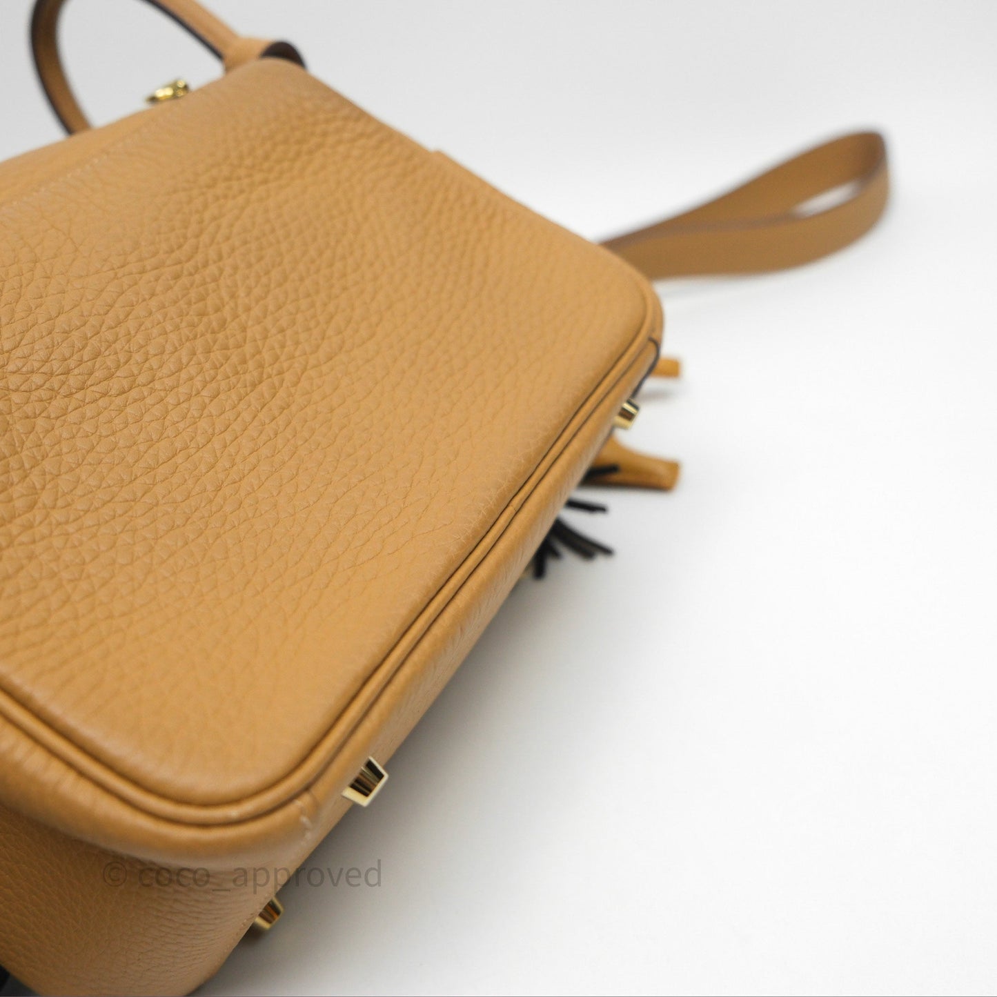 Hermès Mini Lindy 20 Biscuit 4B Clemence Gold Hardware With Rodeo