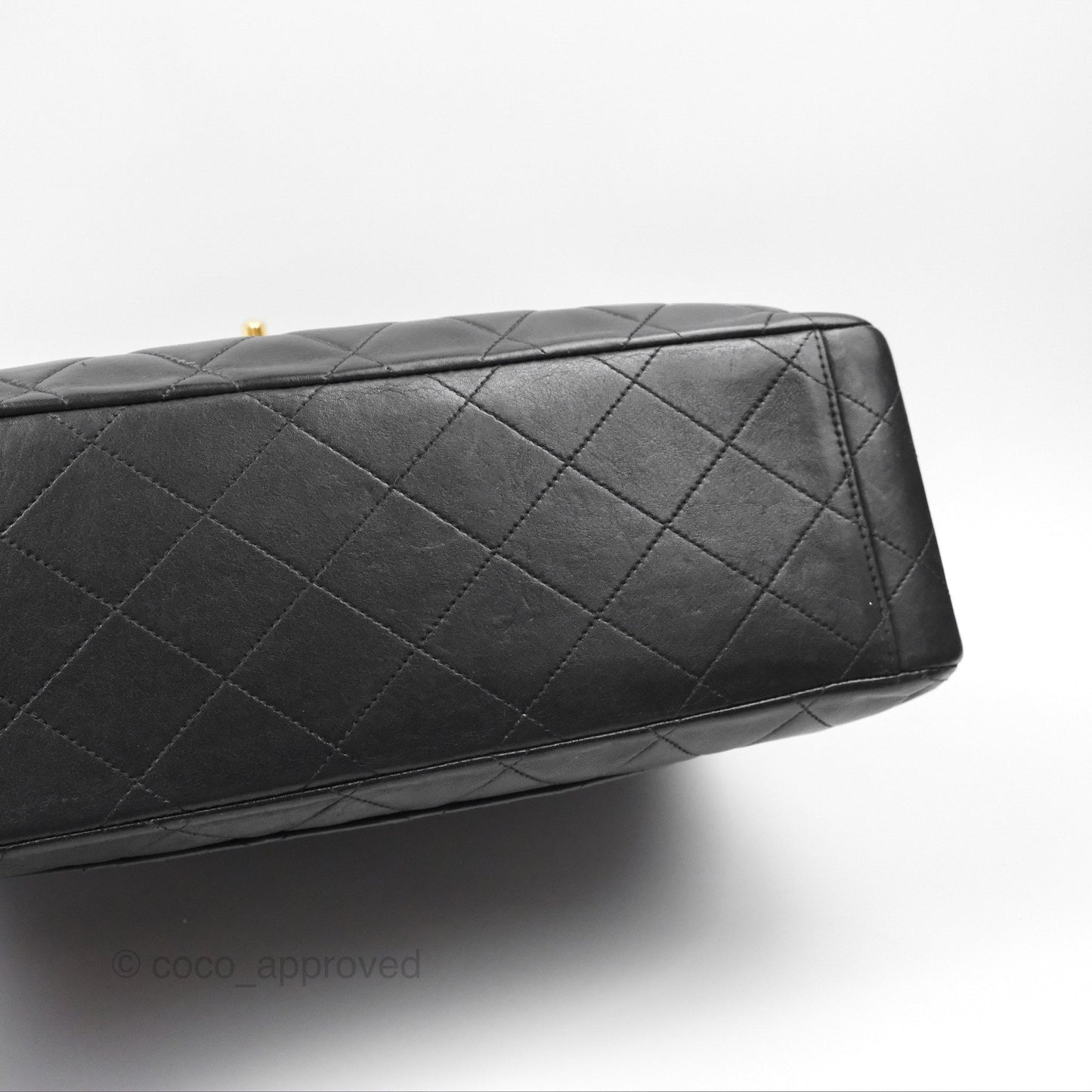 Chanel Vintage Maxi Single Flap Black Lambskin 24K Gold Hardware