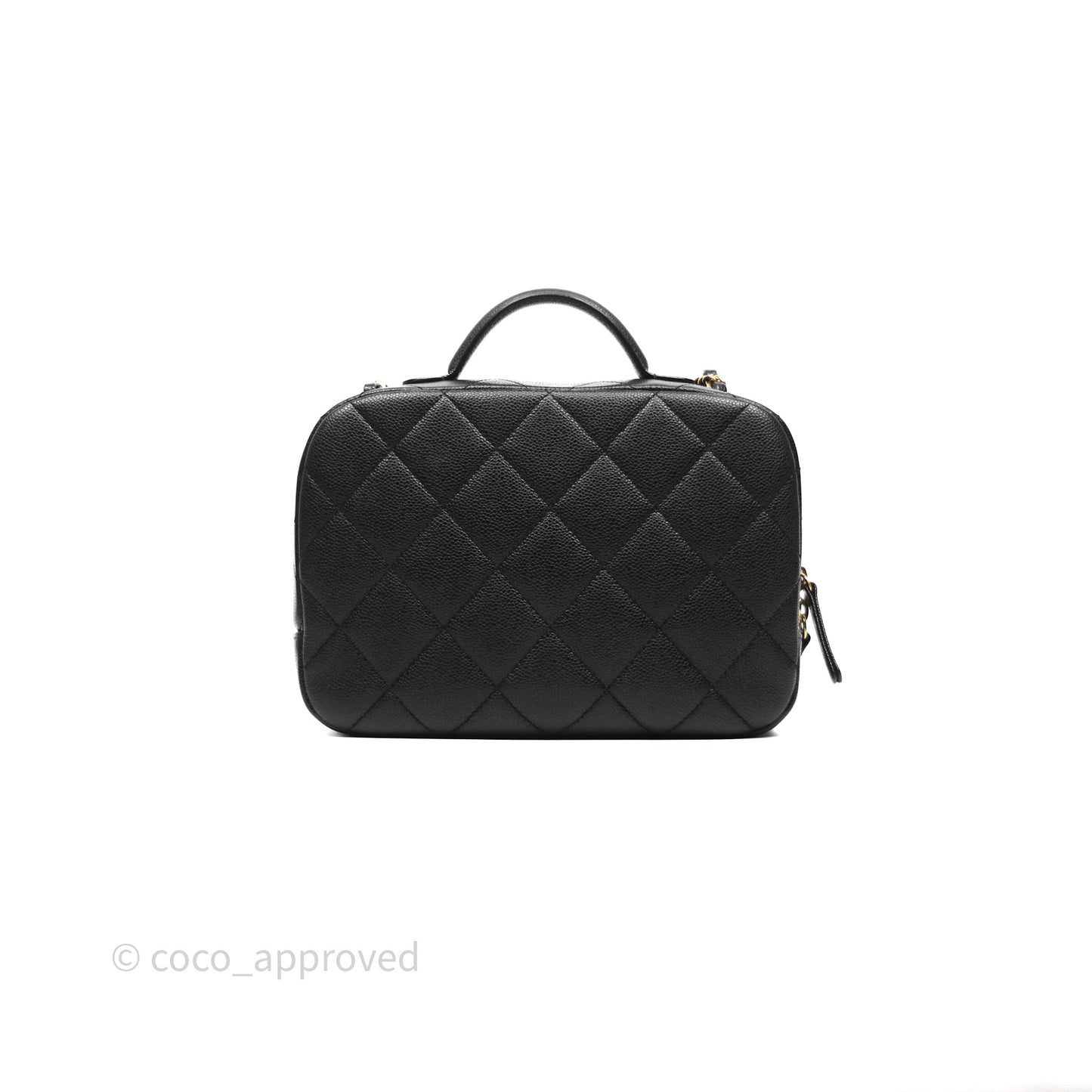 Chanel CC Top Handle Vanity Case Black Caviar Gold Hardware 23P