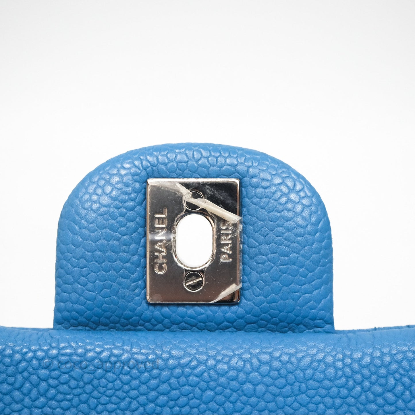 Chanel Quilted Clutch with Chain Caviar Azul Sliver Hardware