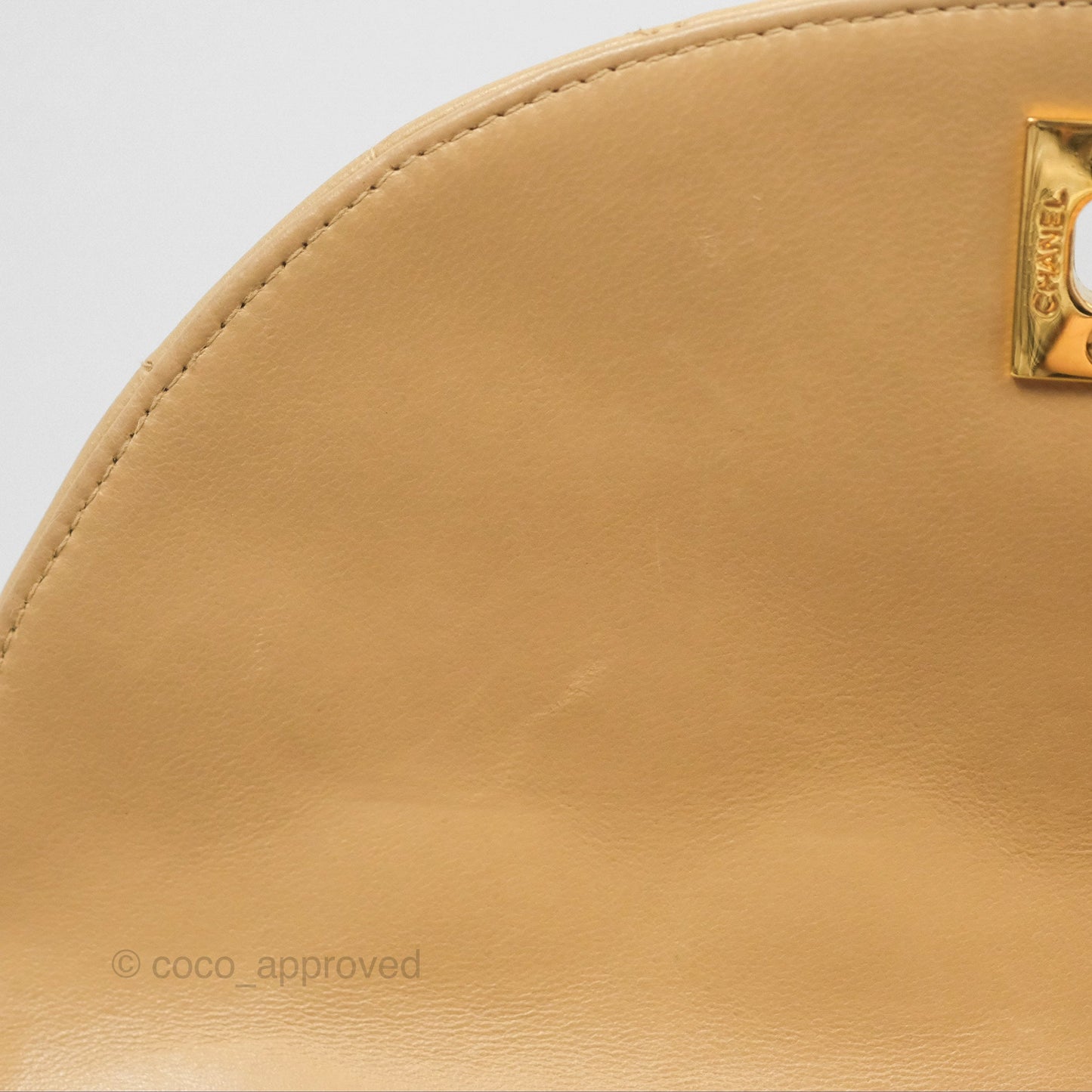 Chanel Vintage Flap Bag Beige Lambskin Gold Hardware