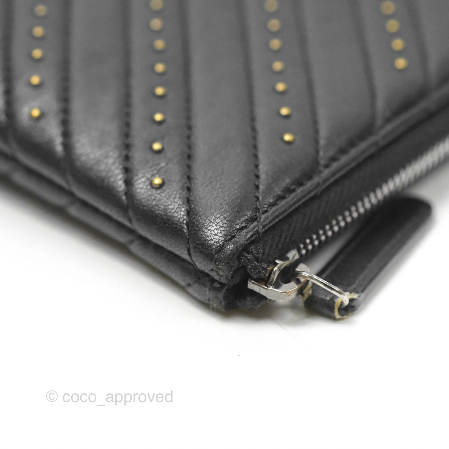 Chanel Large O Case Chevron Studded Black Calfskin Reissue Ruthenium Hardware