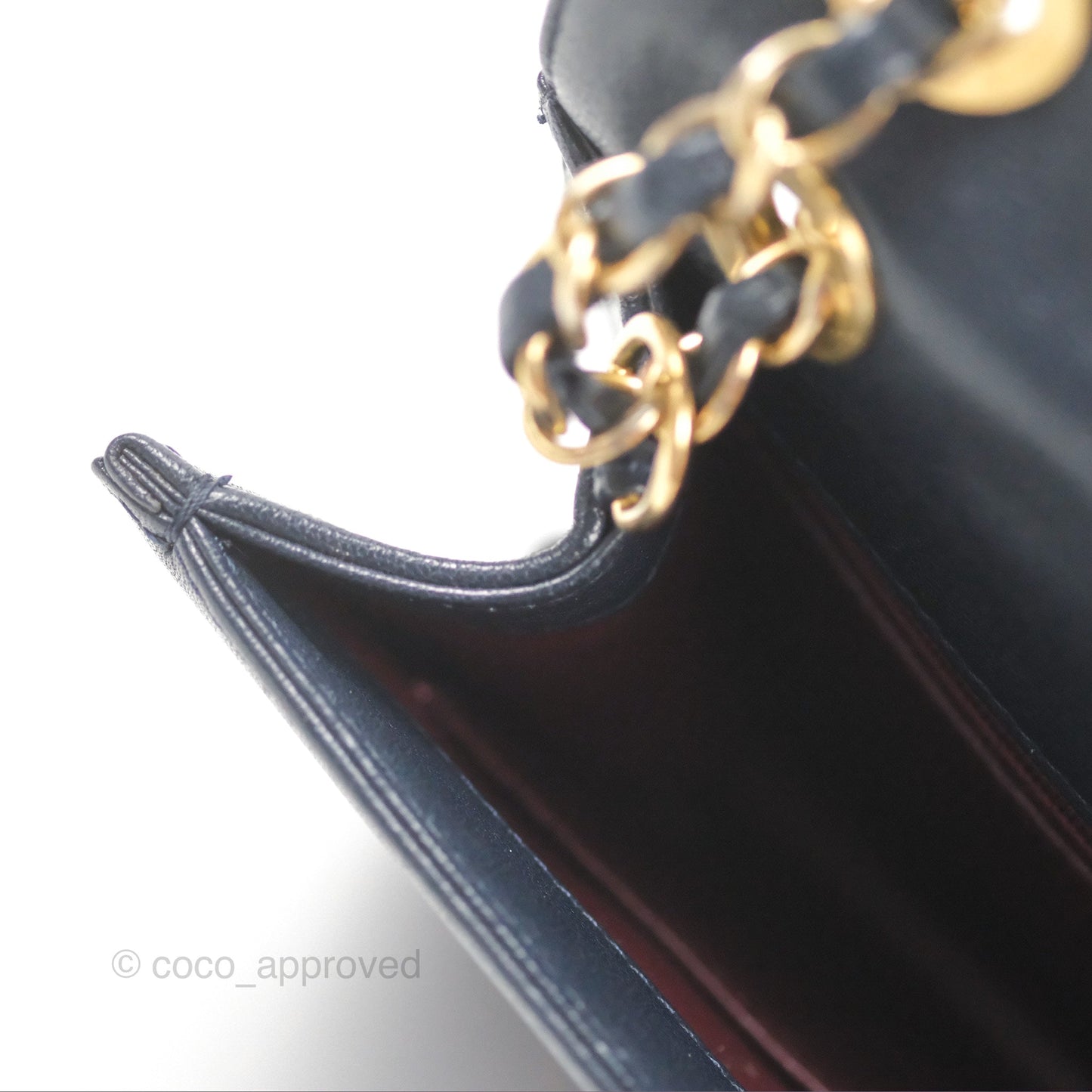Chanel Mini Collar and Tie Flap Bag Chevron Navy Sheepskin Aged Gold Hardware
