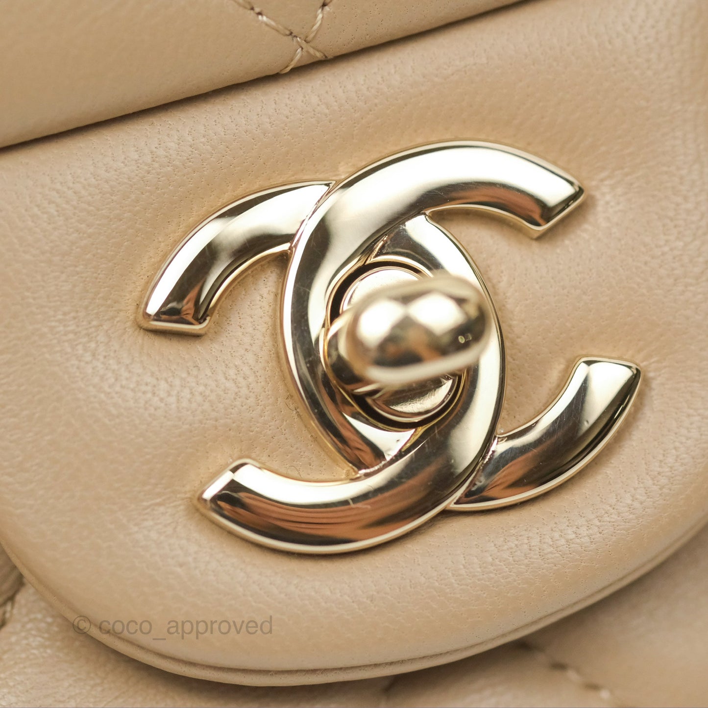 Chanel Mini Rectangular Quilted Beige Lambskin Gold Hardware