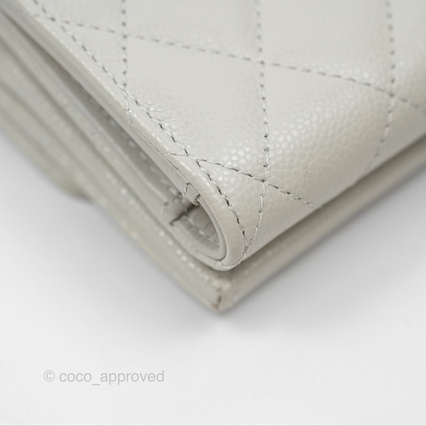 Chanel Quilted Classic Short Wallet Light Grey Caviar Gold Hardware