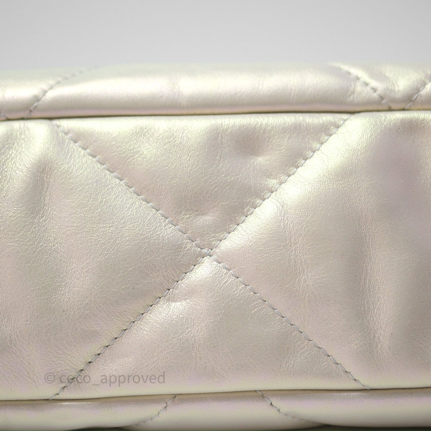 Chanel 19 Small Iridescent White Mixed Hardware