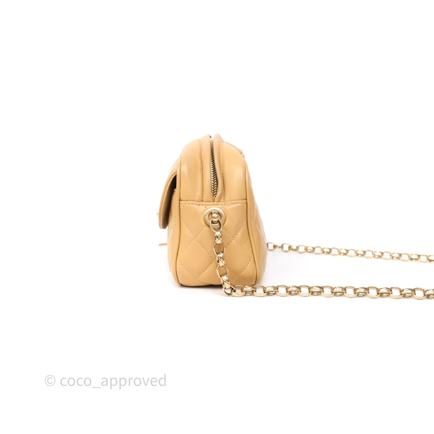 Chanel Coco Vintage Camera Case Beige Calfskin Gold Hardware