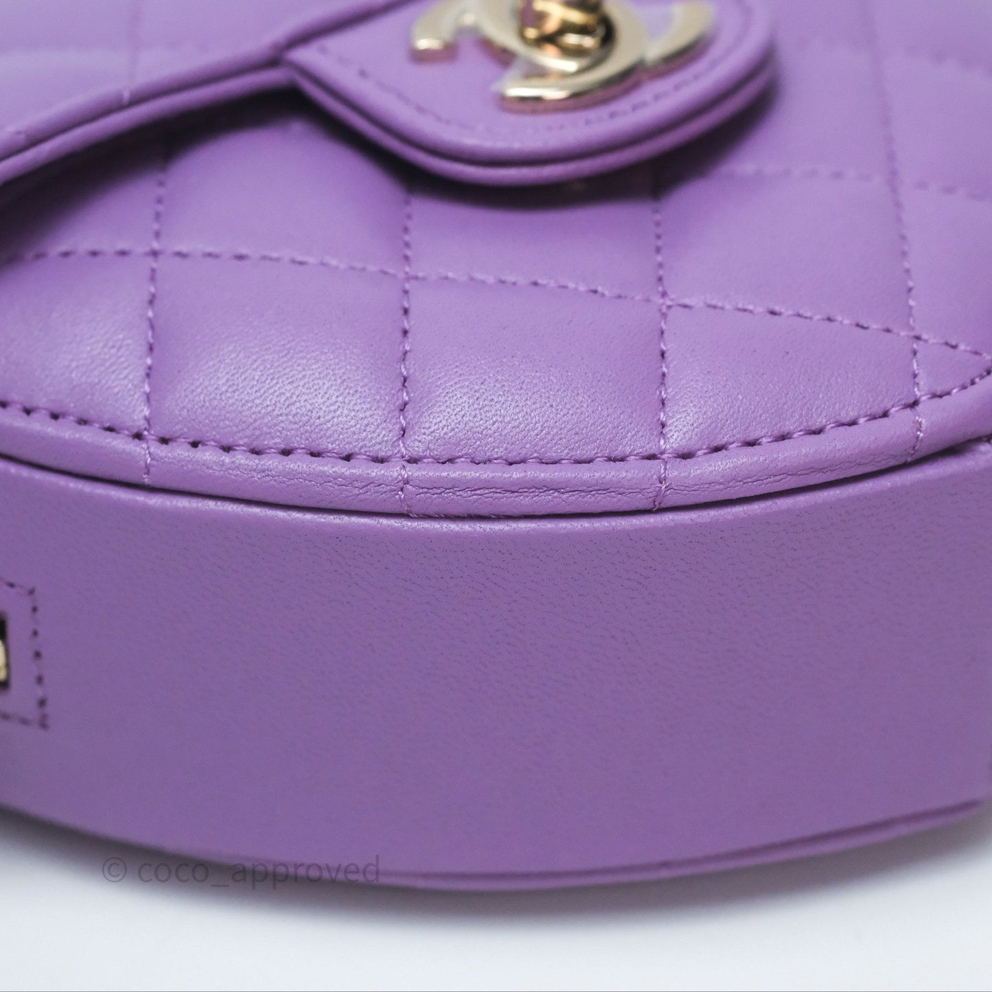 Chanel Small Heart Bag Purple Lambskin Gold Hardware 22S