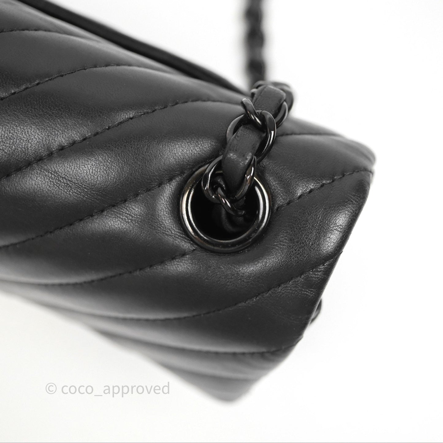 Chanel Quilted Mini Rectangular Chevron Black Lambskin So Black Hardware