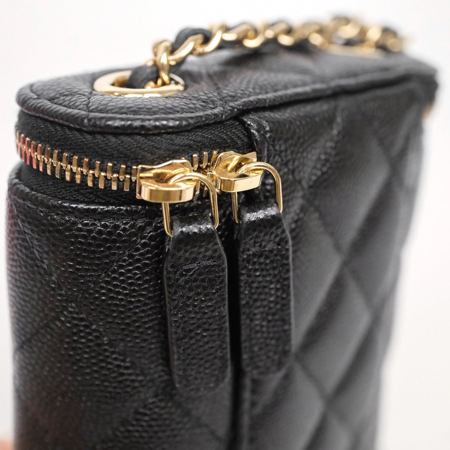 Chanel Classic Mini Vanity With Chain Black Caviar Gold Hardware