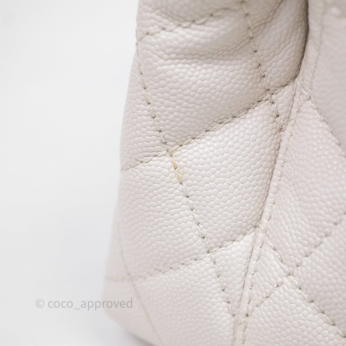 Chanel Mini Coco Handle Quilted White Caviar Gold Hardware