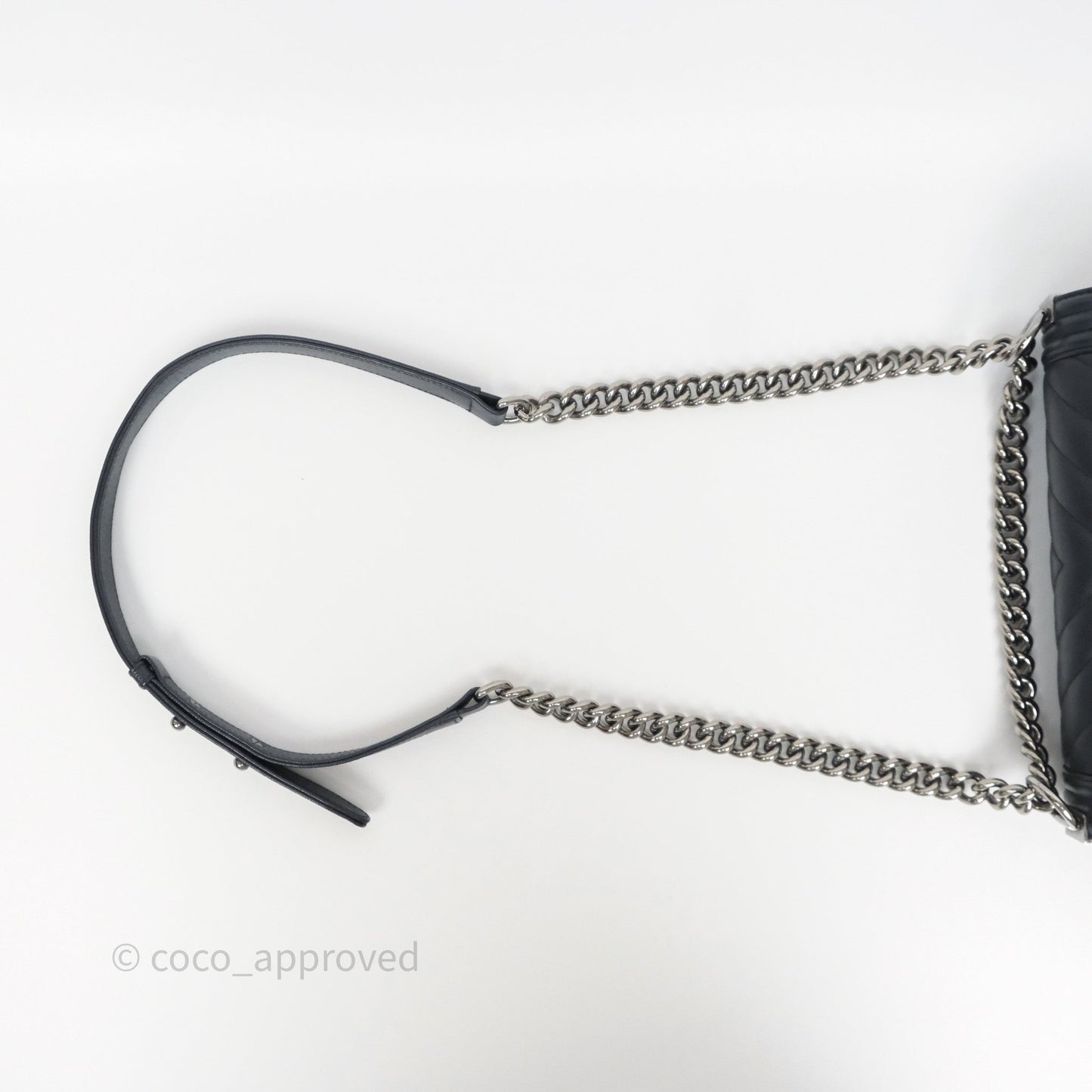 Chanel Medium Boy Chevron Dark Navy Caviar Silver Hardware