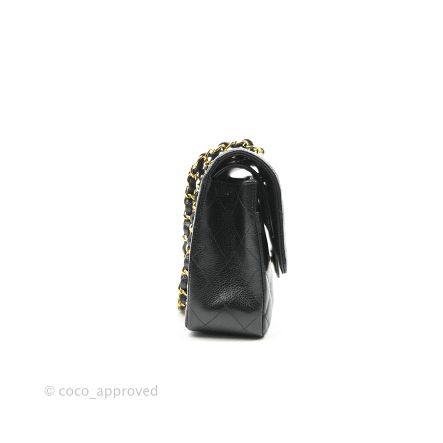 Chanel Classic Double Flap M/L Black Caviar Gold Hardware