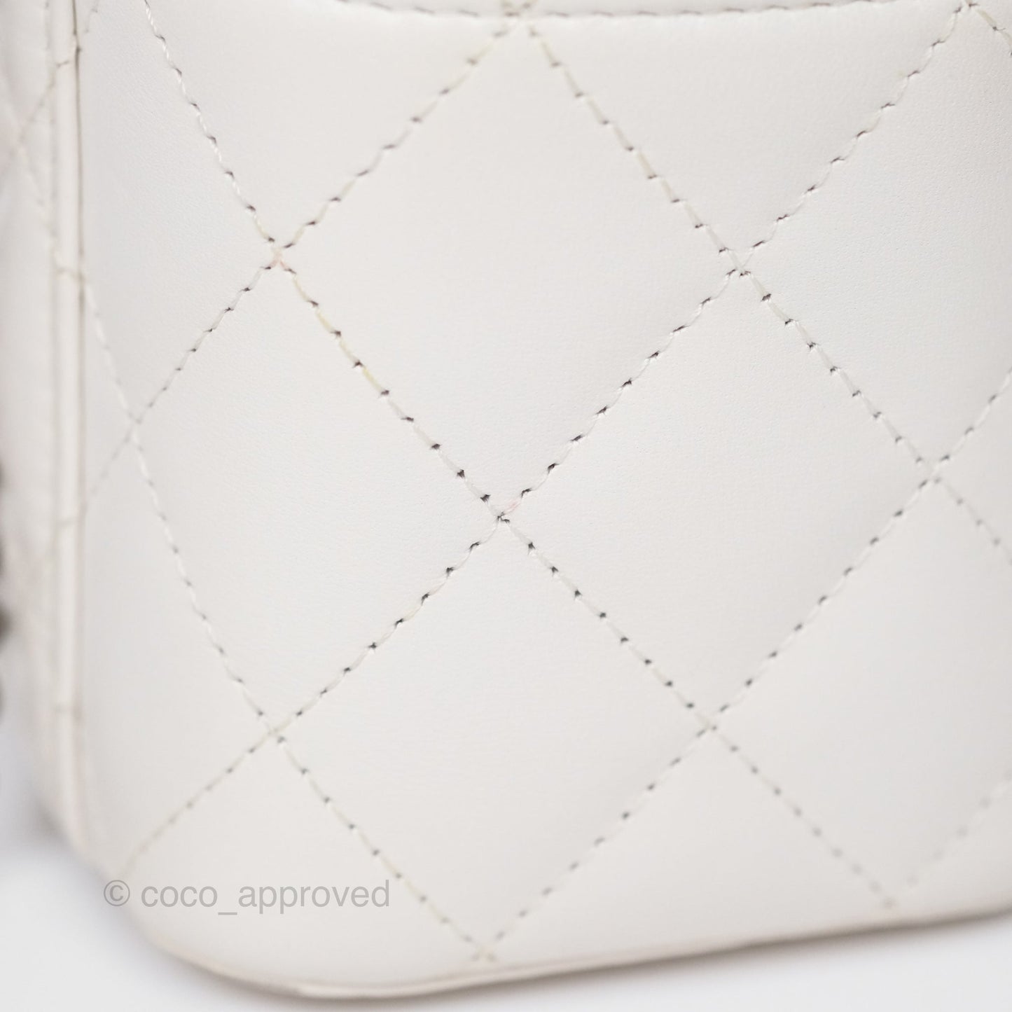 Chanel Crystals Top Handle Vanity Rectangular White Lambskin Gun Metal
