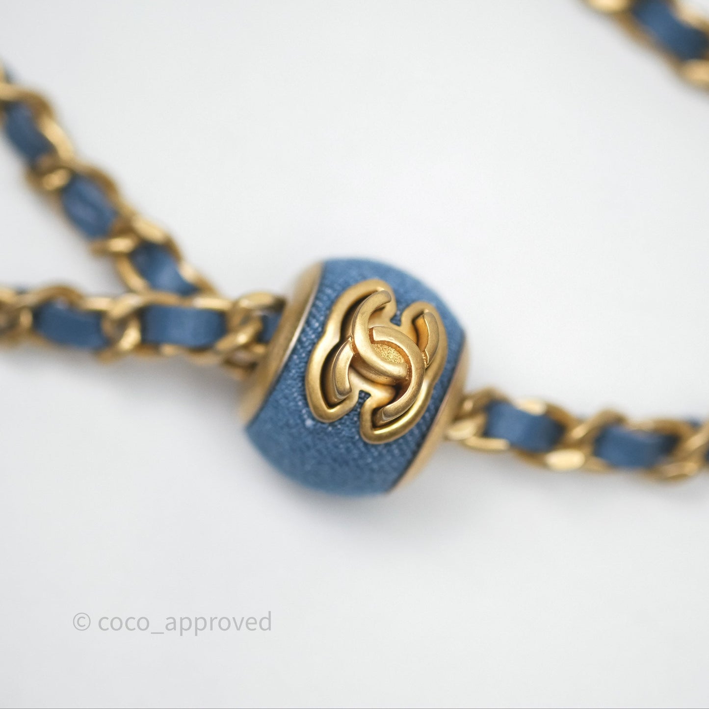 Chanel Mini Pearl Crush Vanity With Chain Denim Aged Gold Hardware