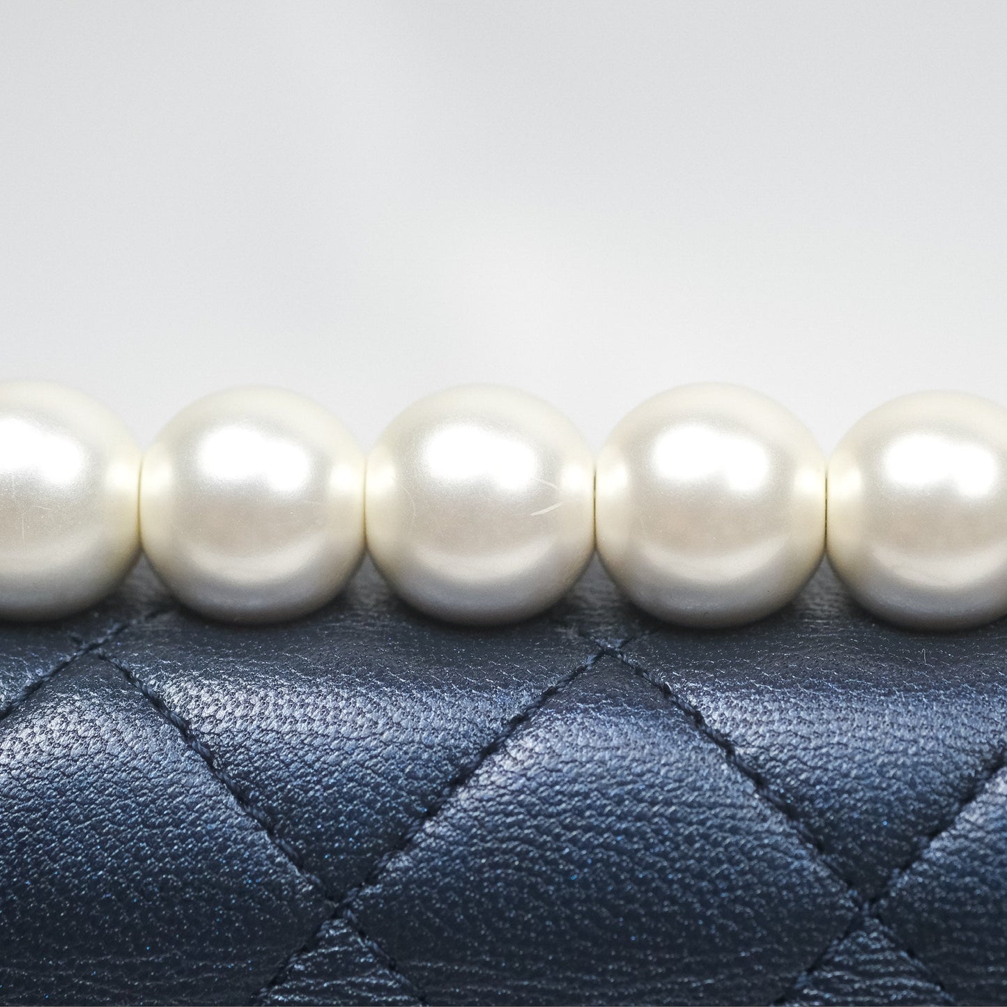 Chanel Small Quilted Chic Pearls Flap Iridescent Navy Goatskin Aged Gold Hardware