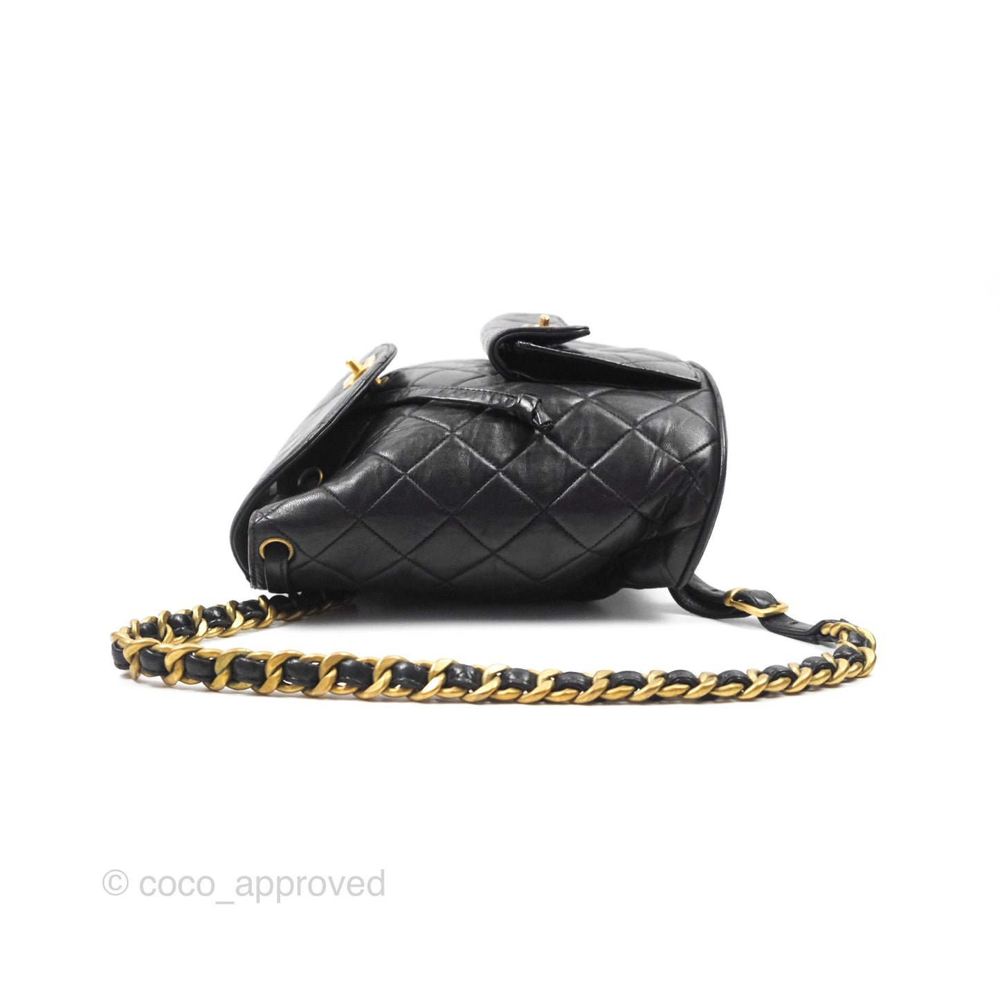 Chanel Vintage CC Duma Backpack Black Lambskin 24K Gold Hardware