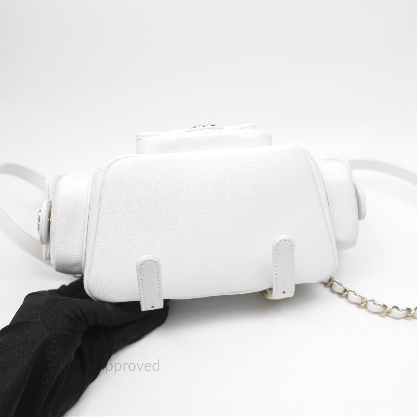 Chanel Small Duma Backpack White Caviar Gold Hardware