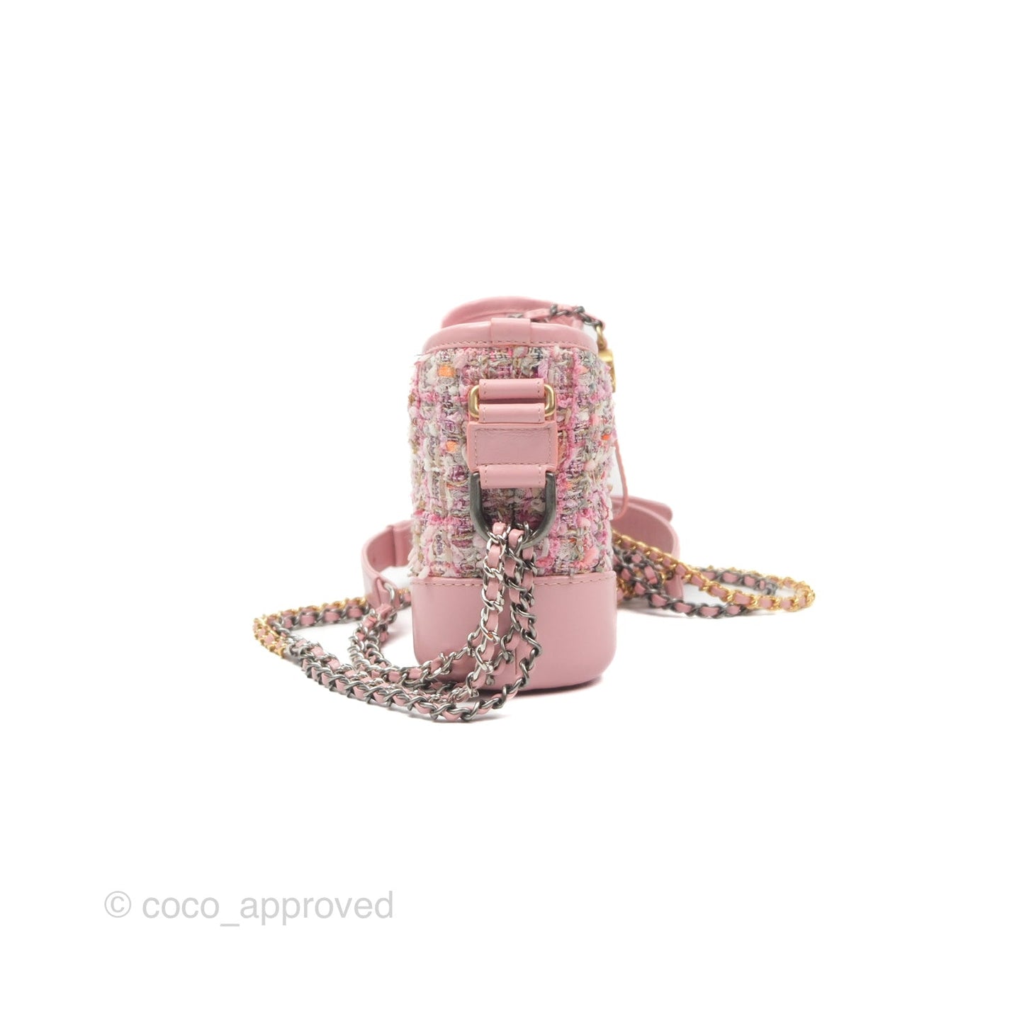 Chanel Small Gabrielle Hobo Quilted Pink Tweed Aged Calfskin