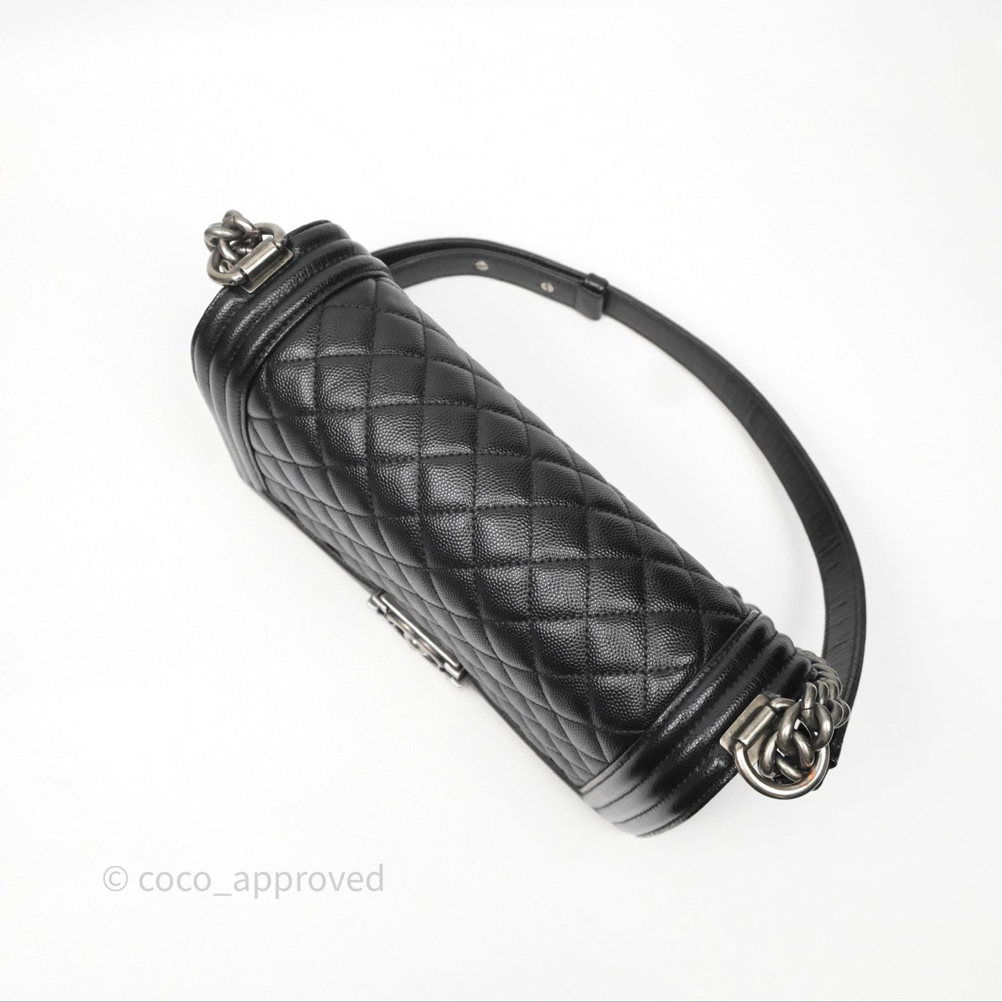 Chanel Quilted Medium Boy Black Caviar Ruthenium Hardware