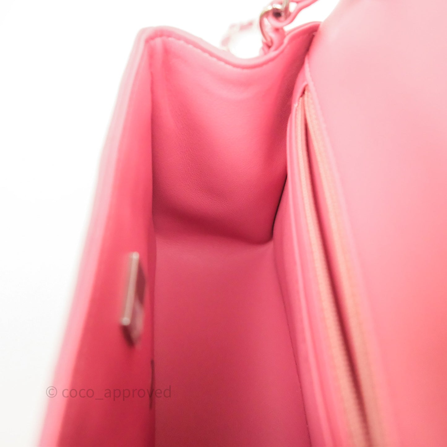 Chanel Mini Square Flap Quilted Pink Lambskin Silver Hardware