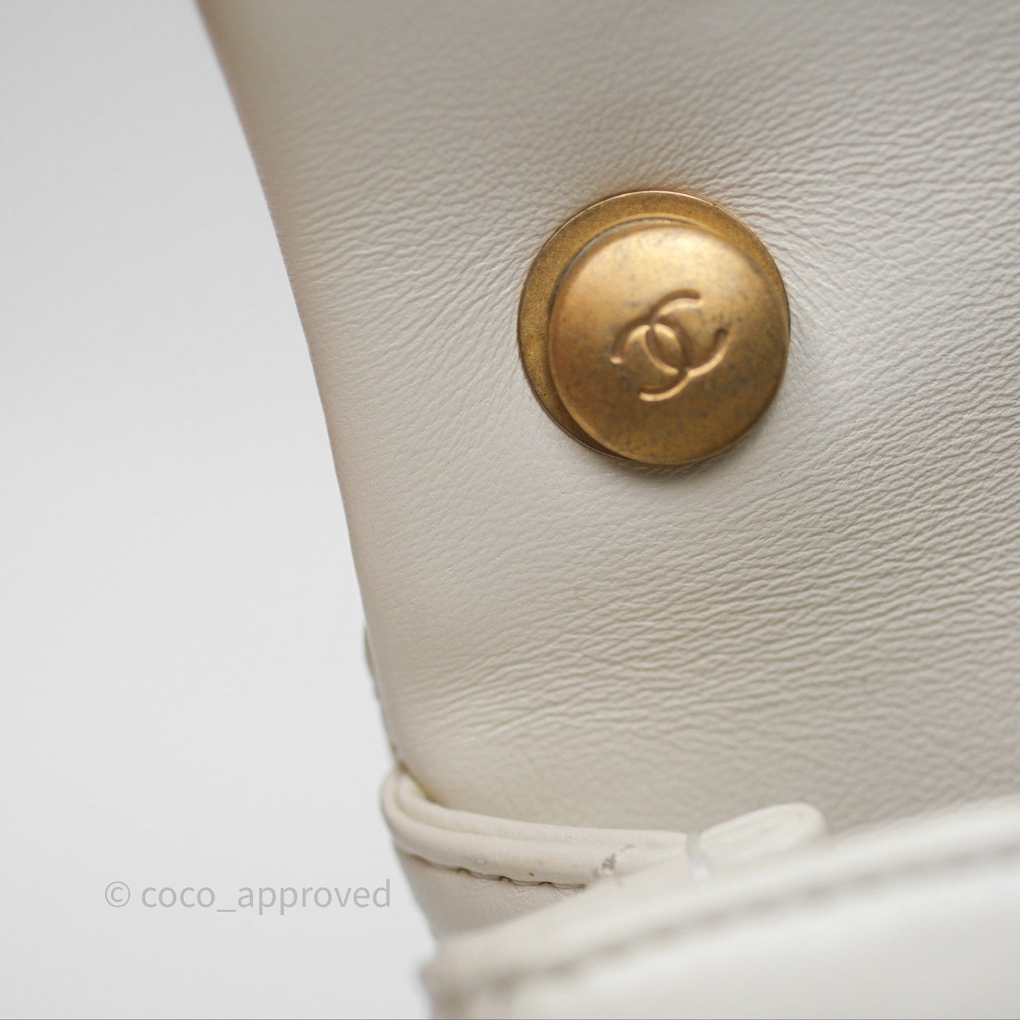 Chanel Quilted Double Pearl Adjustable Chain Flap Bag White Lambskin Aged Gold Hardware 24S