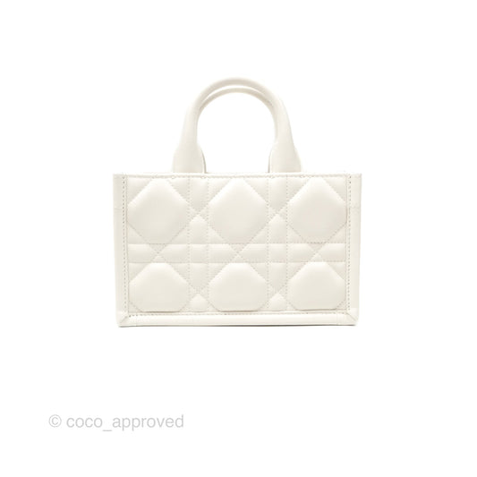 Christian Dior Mini Dior Book Tote Latte Macrocannage Calfskin Gold Hardware