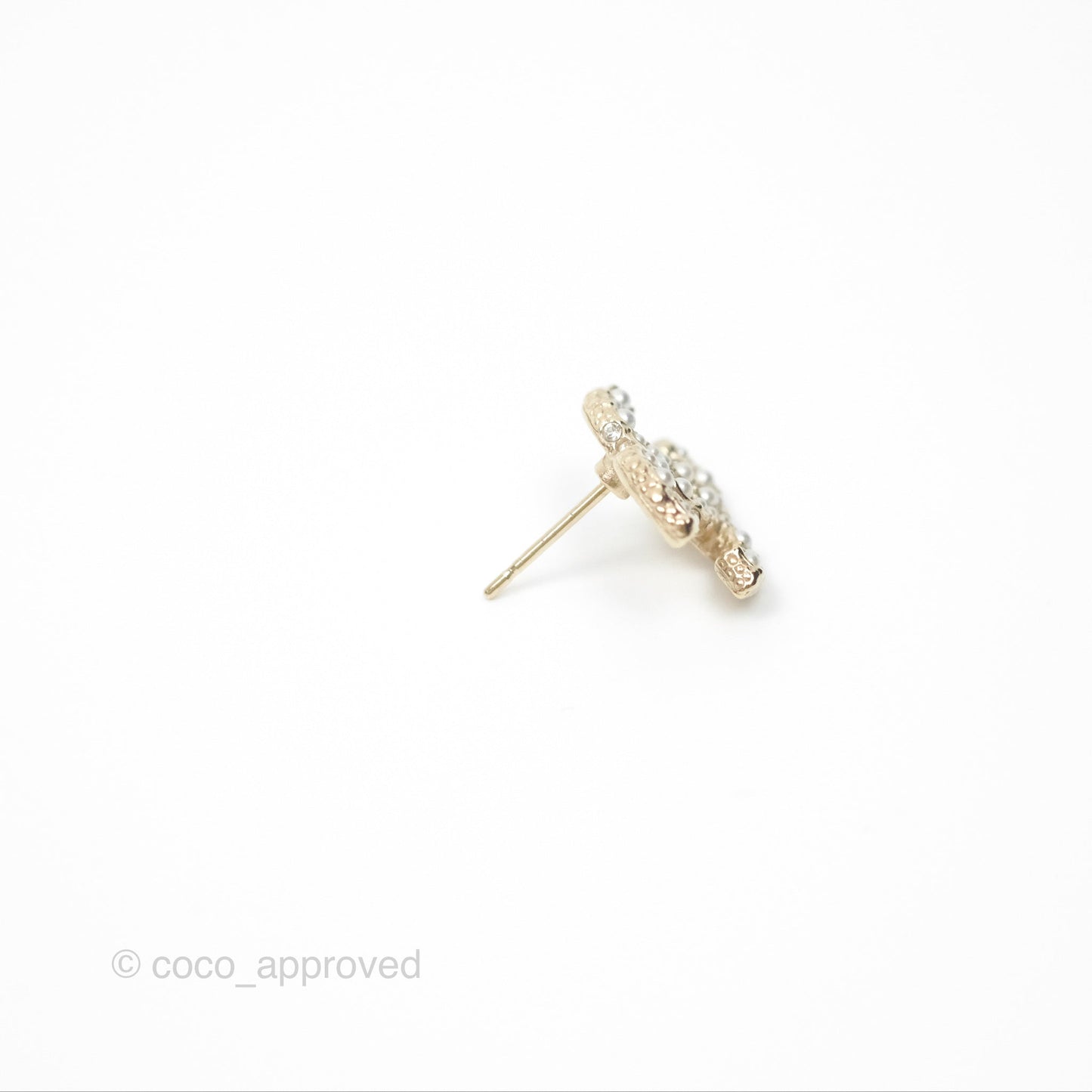 Chanel Pearl CC Earrings Gold Tone 23V