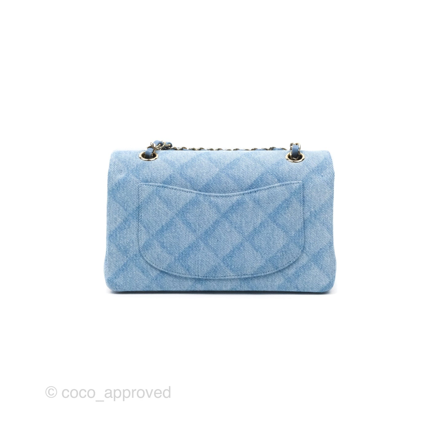 Chanel Quilted Small Double Flap Blue Printed Denim Gold Hardware