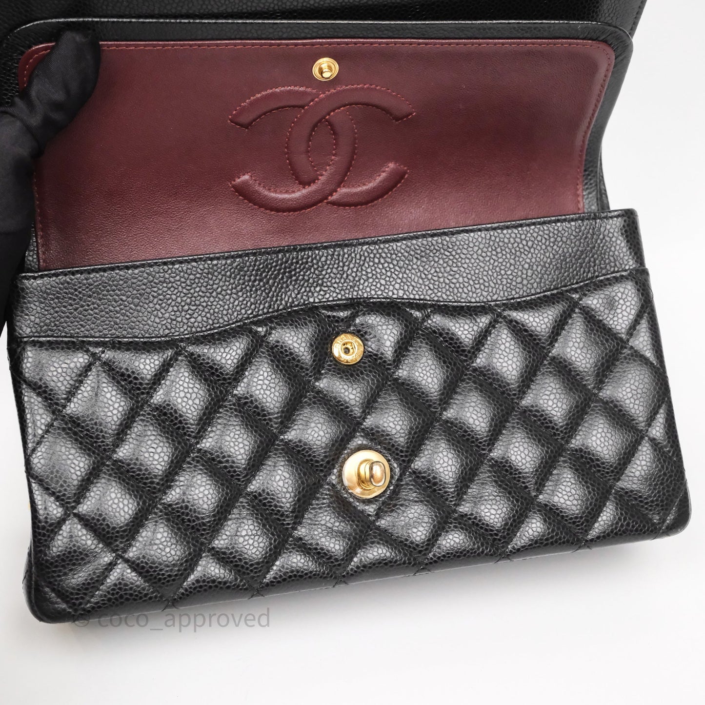 Chanel Classic M/L Medium Flap Quilted Black Caviar Gold Hardware