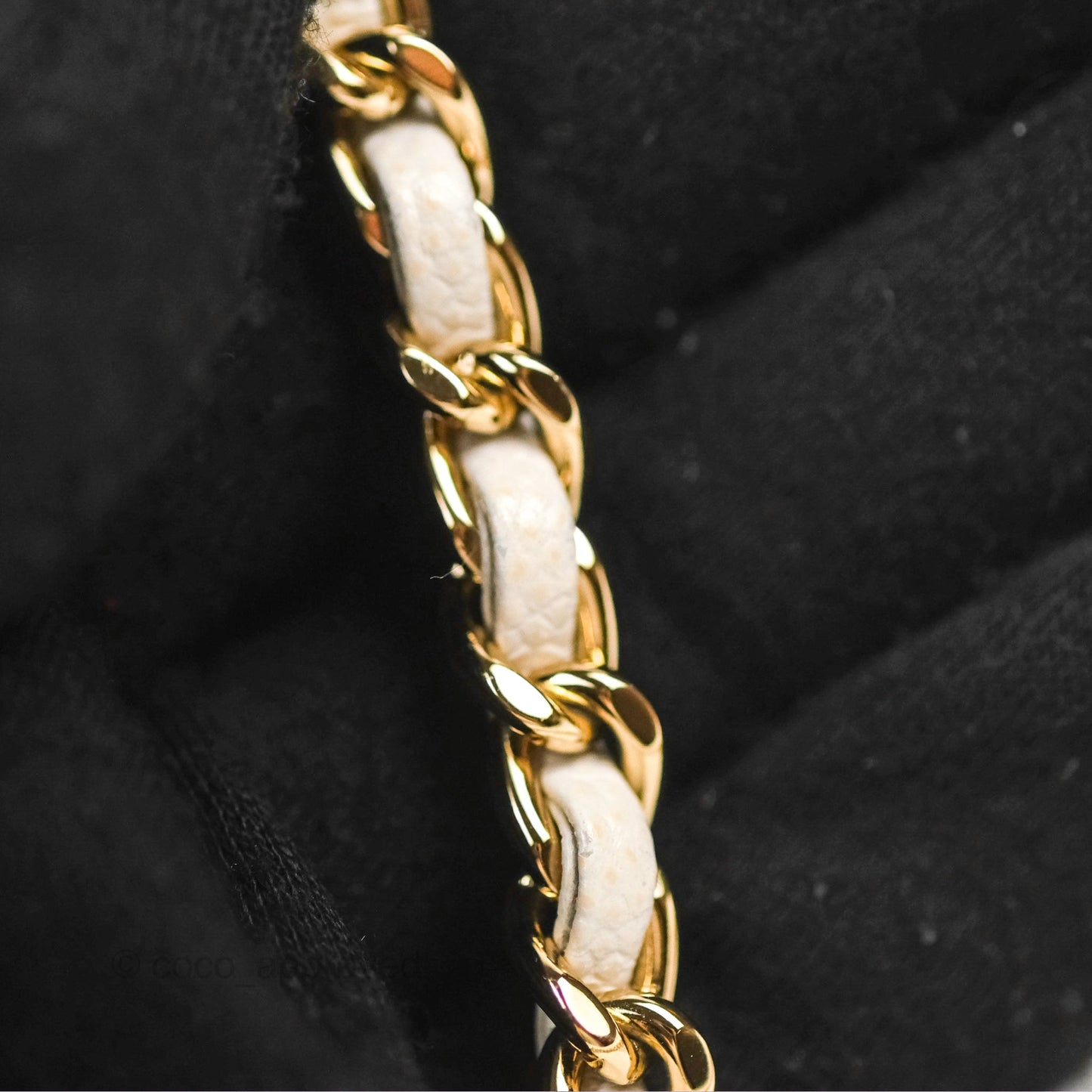 Chanel Mini Coco Handle Quilted Ivory White Caviar Gold Hardware