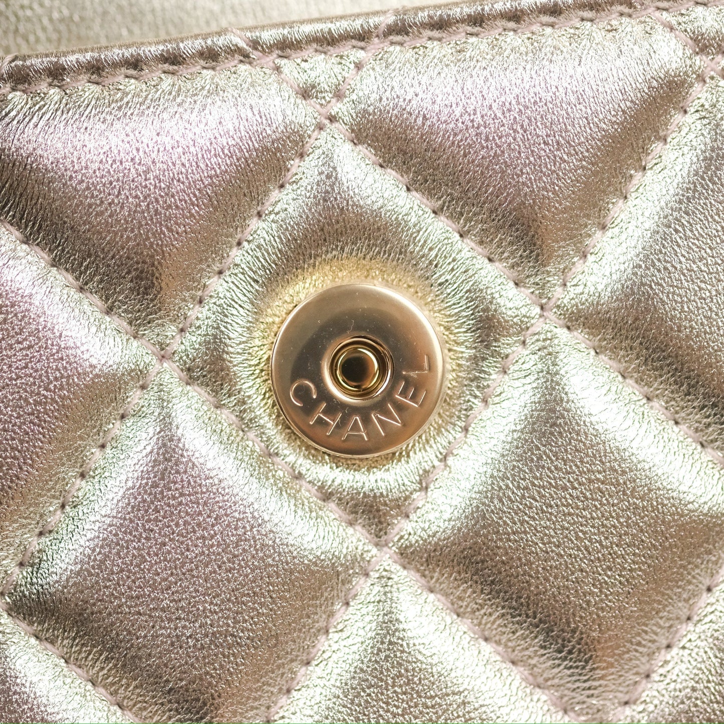 Chanel Waist Belt Bag Metallic Gradient Pink/Silver Lambskin Gold Hardware