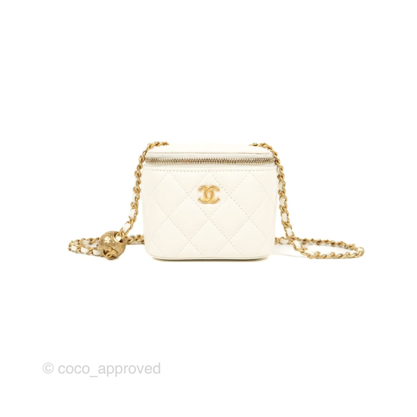 Chanel Mini Pearl Crush Vanity With Chain White Gold Hardware