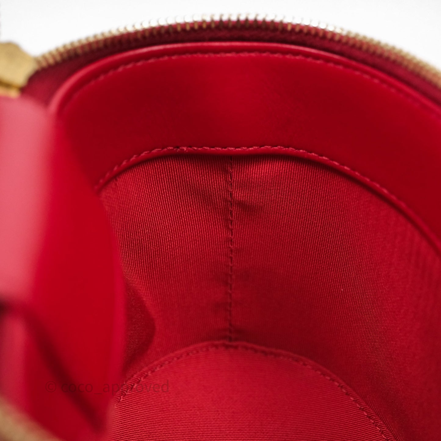 Chanel CC Vanity Case Red Calfskin Aged Gold Hardware