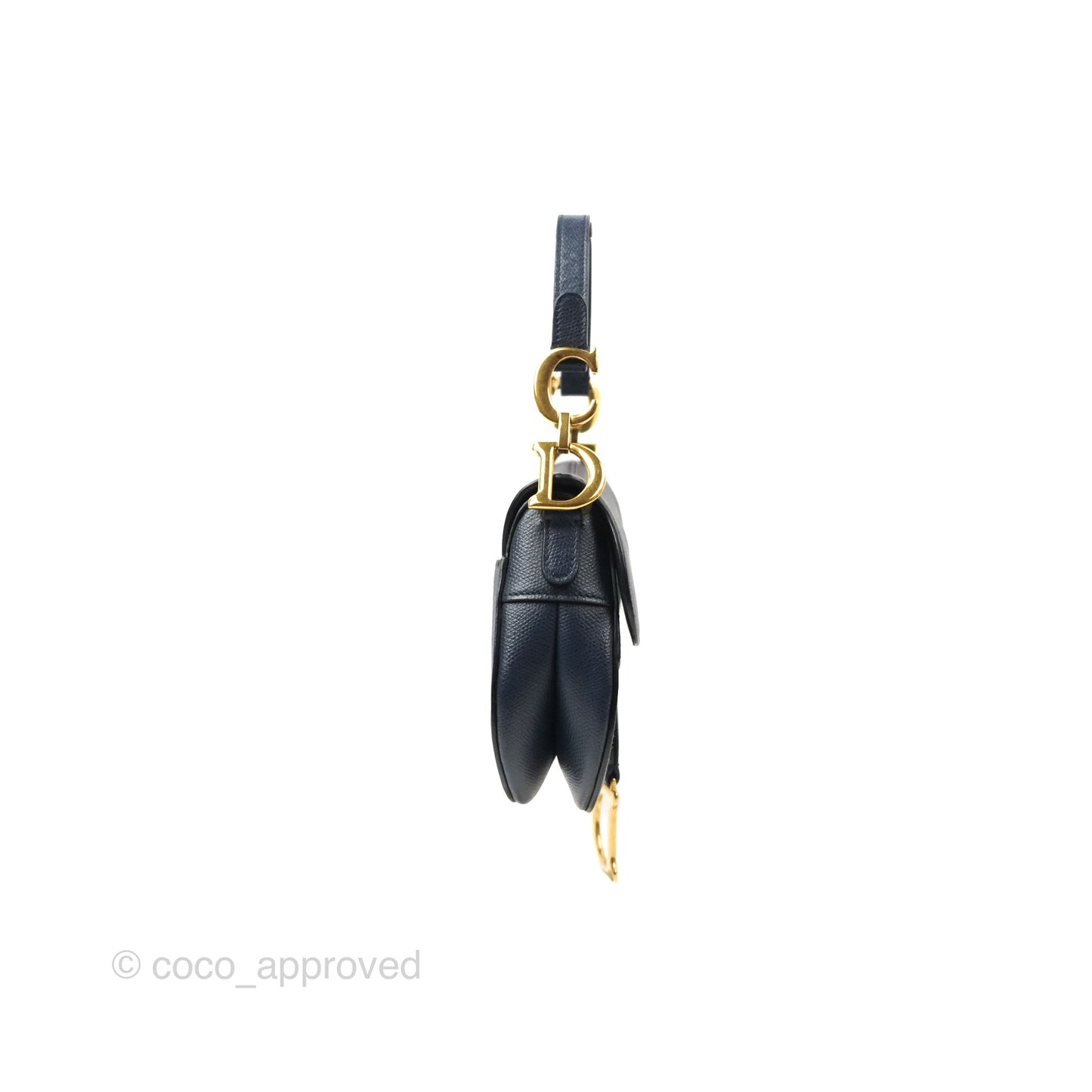 Christian Dior Mini Saddle Bag Navy Grained Calfskin Gold Hardware