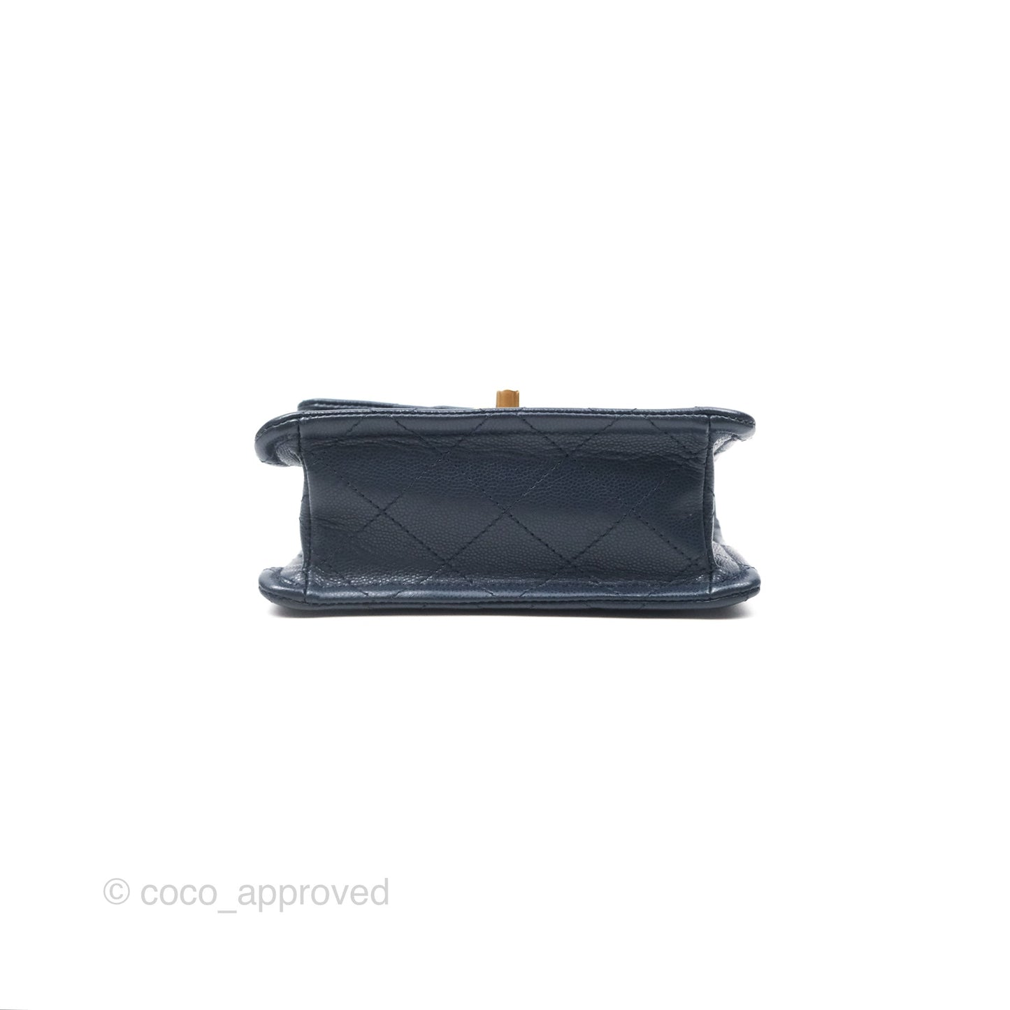 Chanel Mini Square Sweet Quilted Flap Navy Caviar Aged Gold Hardware 21P