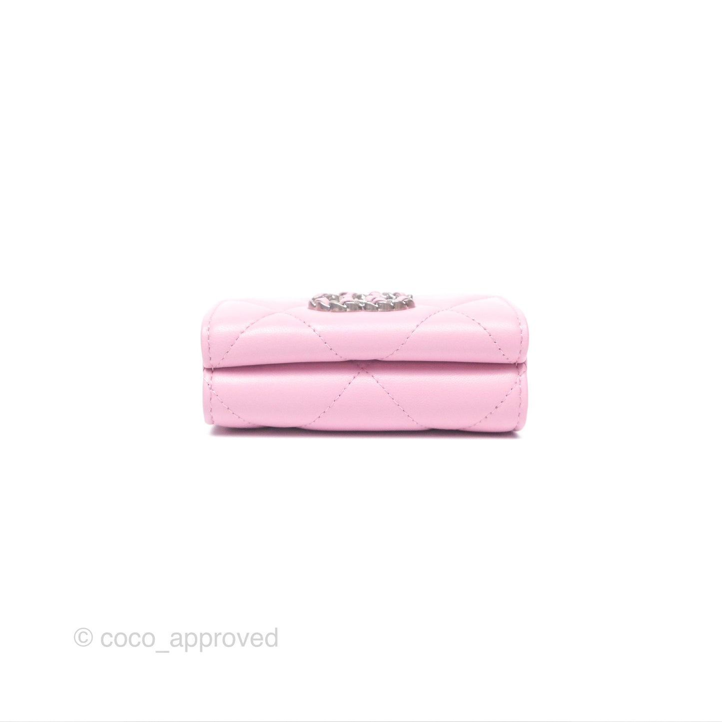 Chanel 19 Short Trifold Wallet Pink Lambskin Silver Hardware