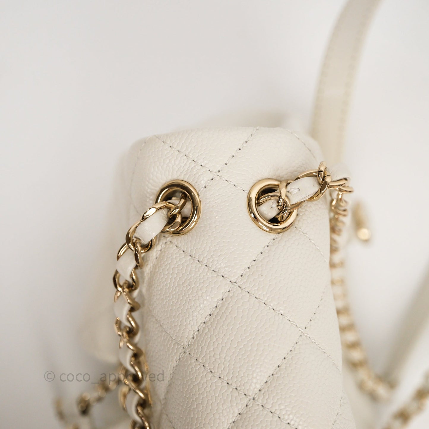 Chanel Duma Backpack Medium White Caviar Gold Hardware