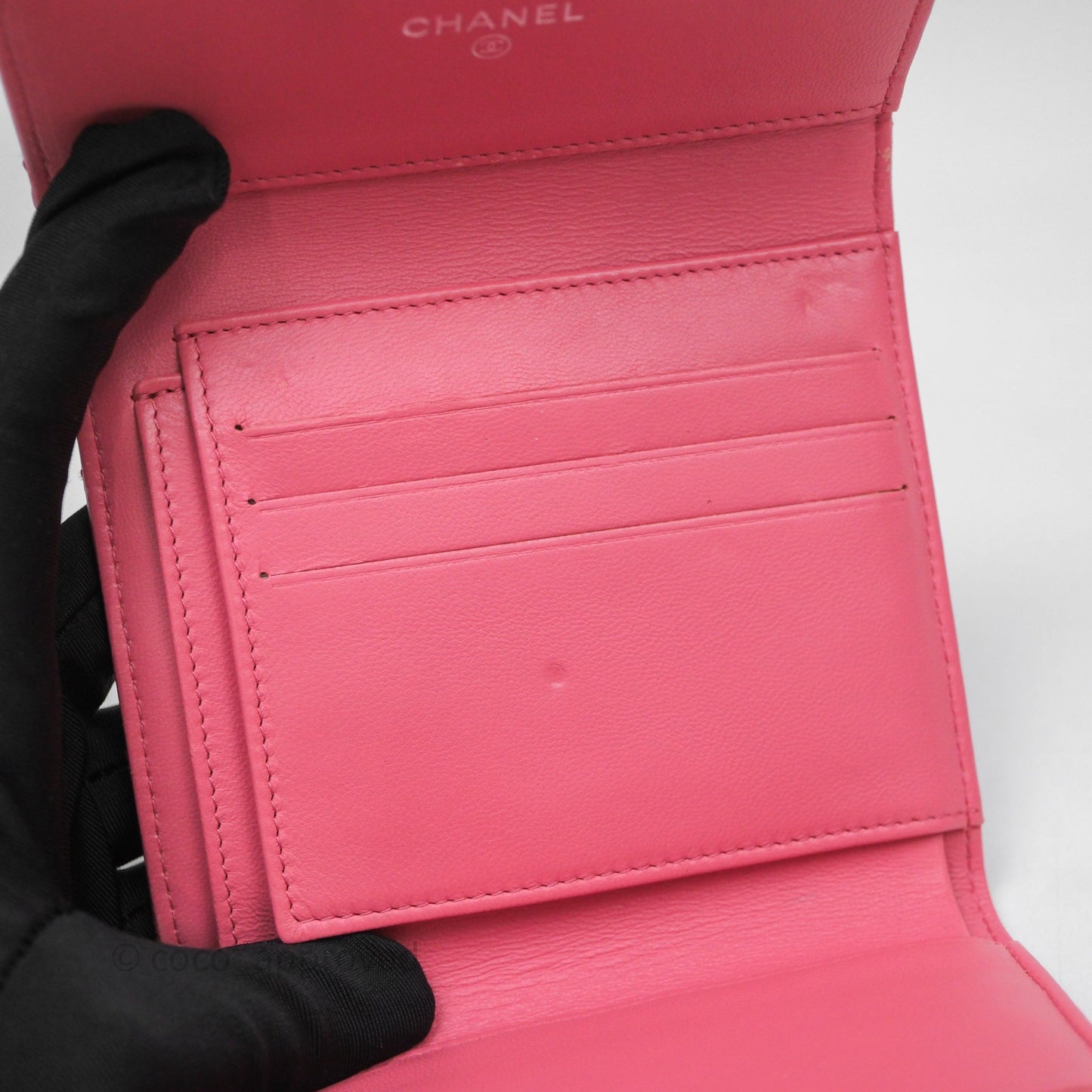 Chanel Classic Flap Wallet Pink Lambskin Silver Hardware